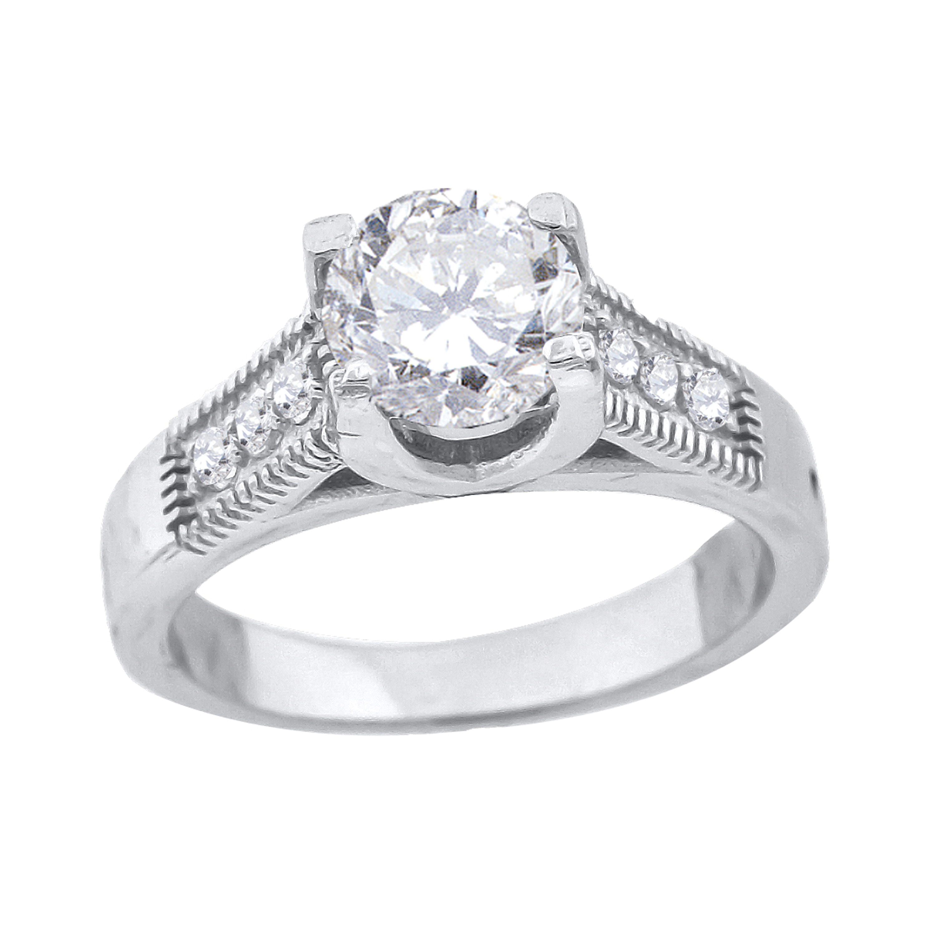 925 Sterling Silver Womens Cubic Zirconia Migraine Engagement Ring Size 6